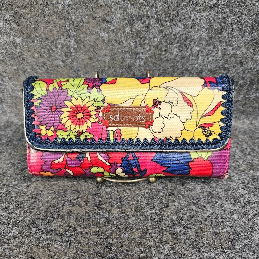 Sakroots Floral Trifold Wallet Vibrant Multicolor Coated Canvas